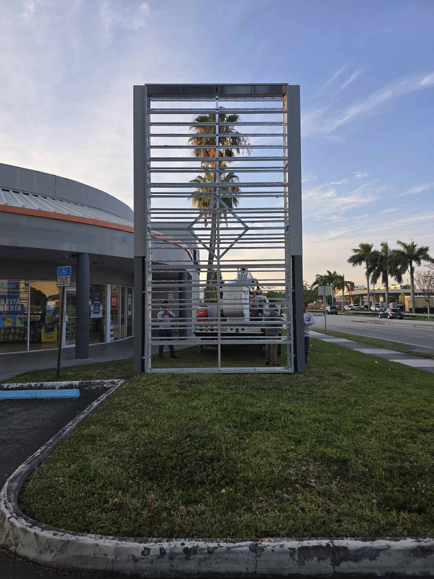 Palm Plaza rebuilt aluminum sign frame during retrofit by King Signs Miami